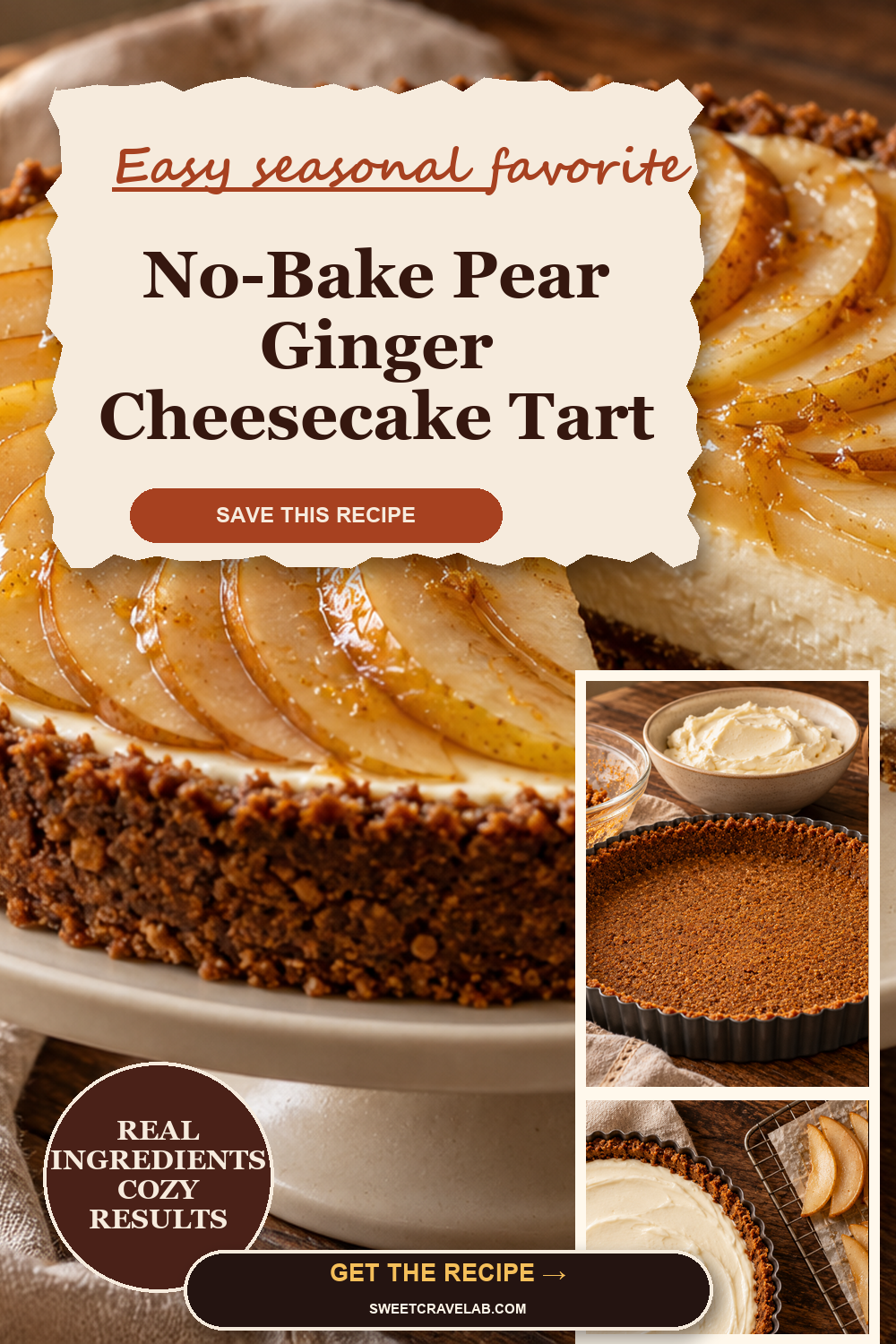 No-Bake Pear Ginger Cheesecake Tart