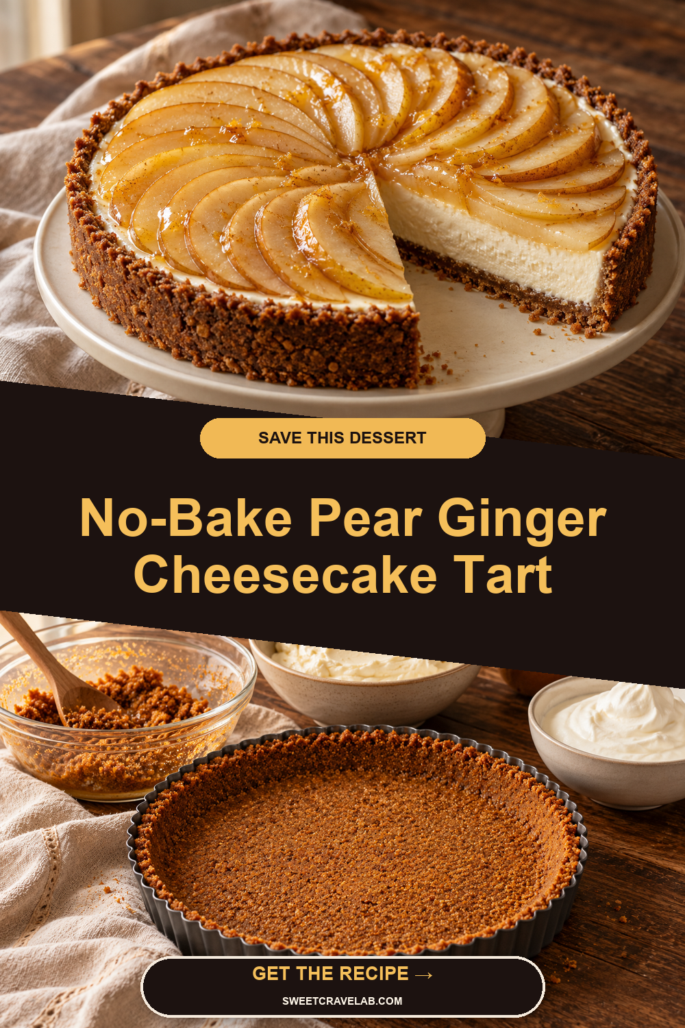 Spiced Pear Vanilla Cheesecake Tart
