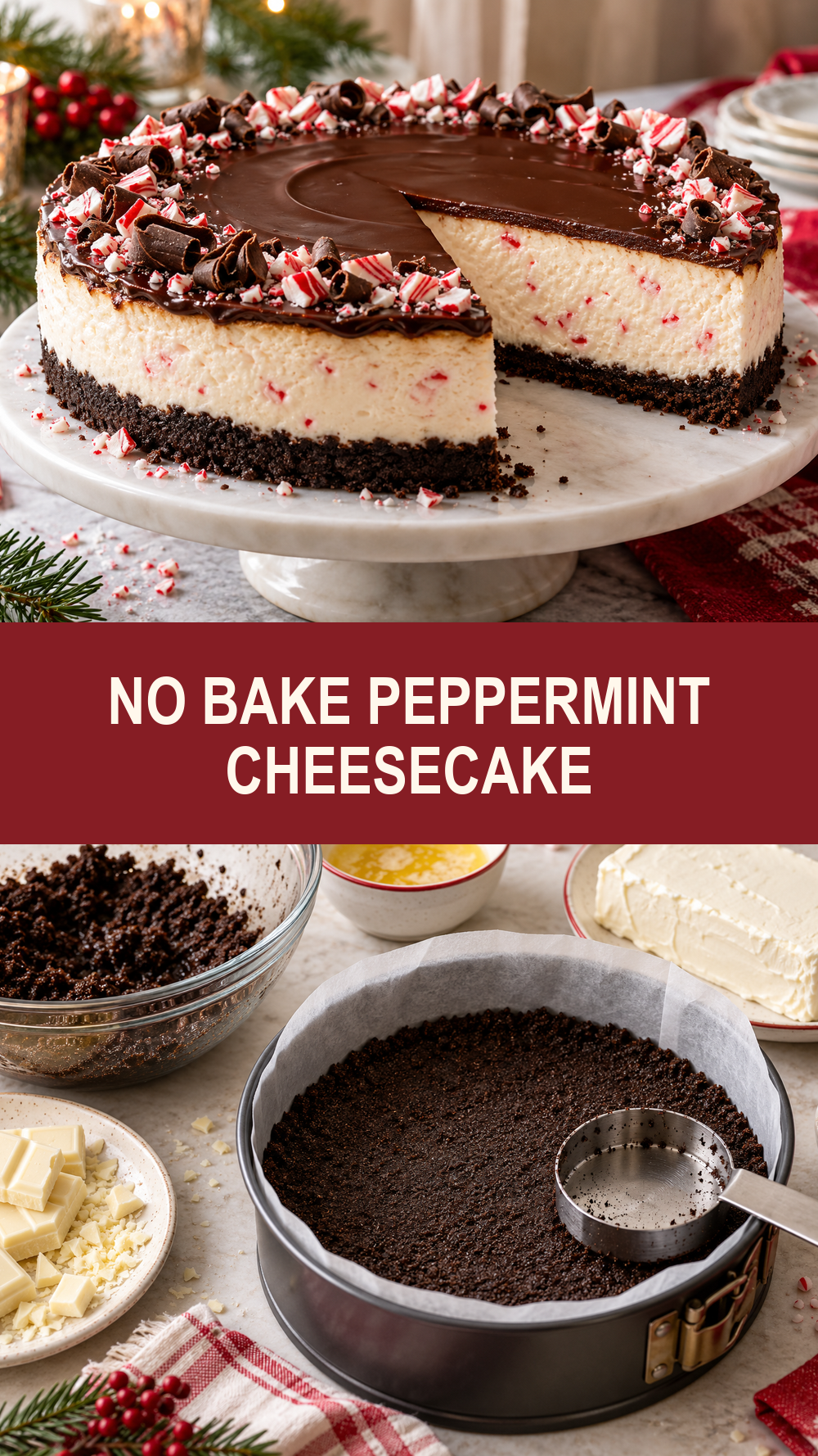 No Bake Peppermint Cheesecake