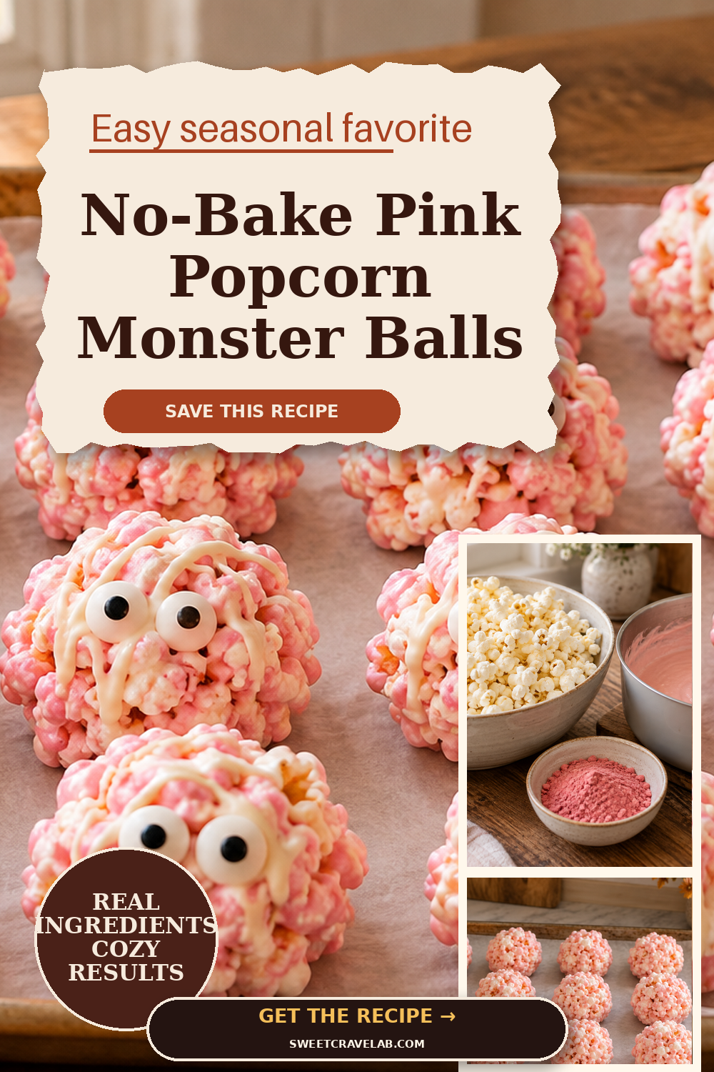 No-Bake Pink Popcorn Monster Balls