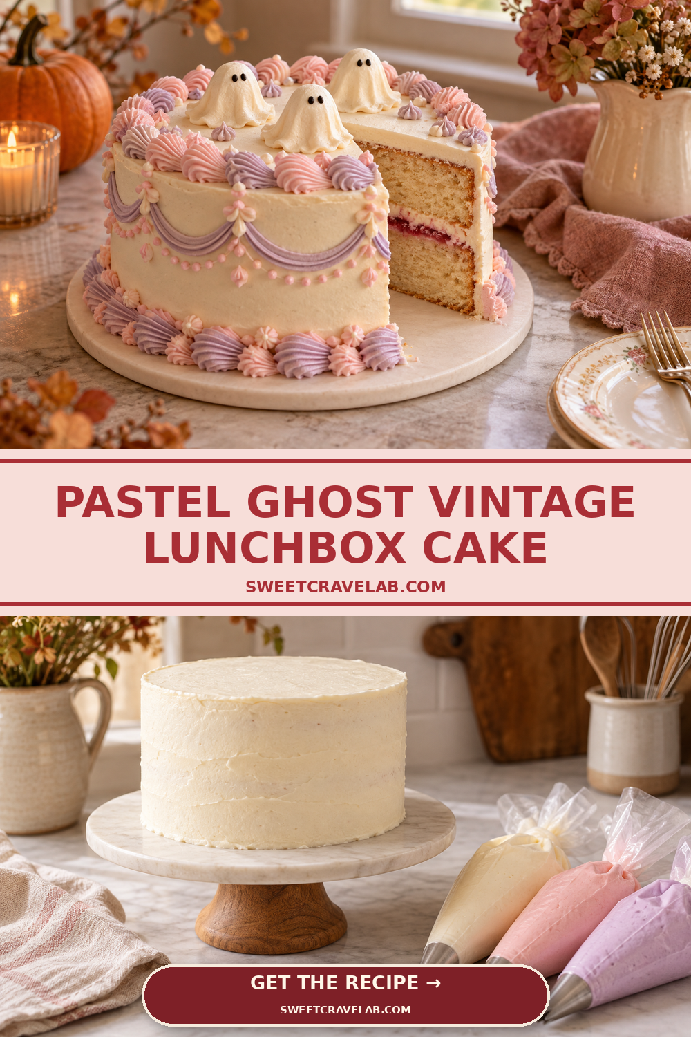 How to Pipe an Easy Ghost Lunchbox Cake
