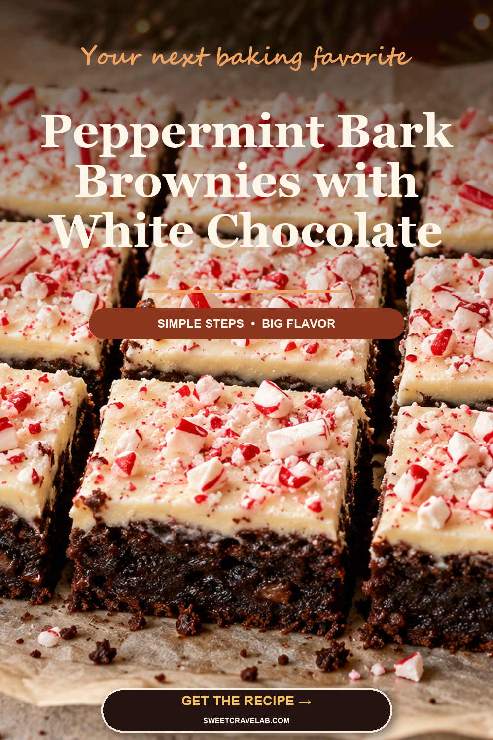 Easy Peppermint Bark Brownies for Christmas