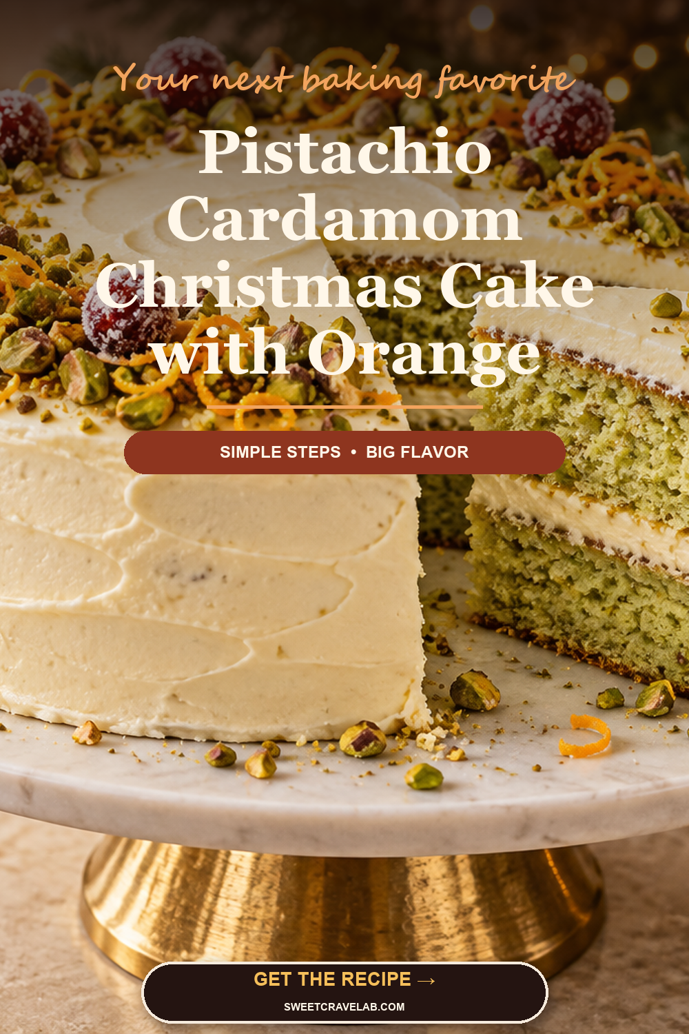 Easy Pistachio Cardamom Cake for Christmas