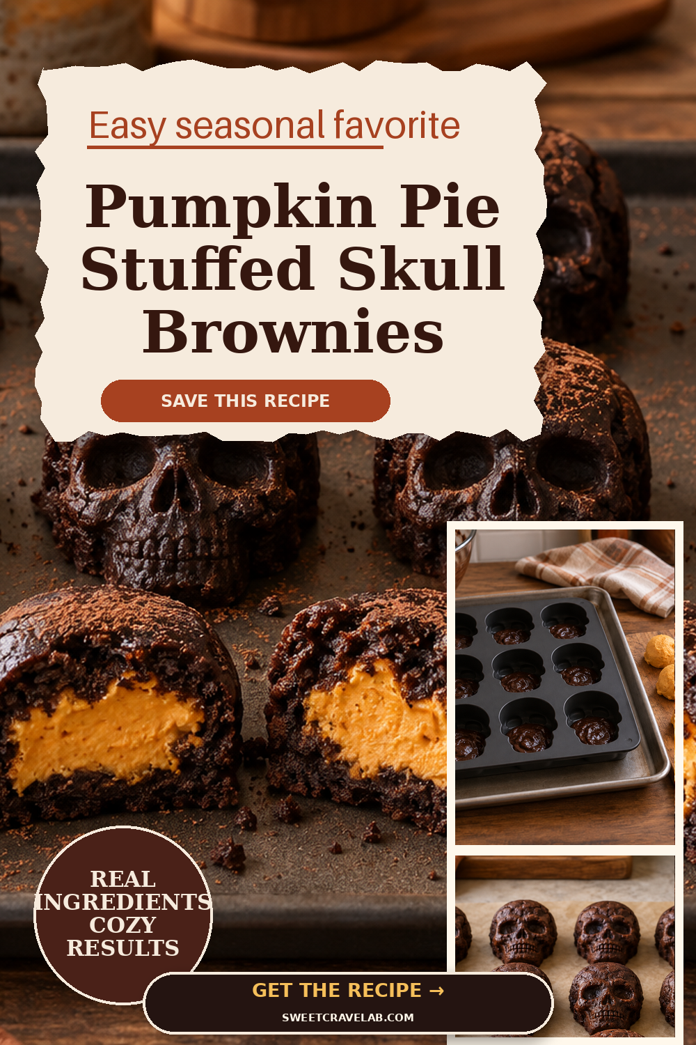 Pumpkin Pie Stuffed Skull Brownies