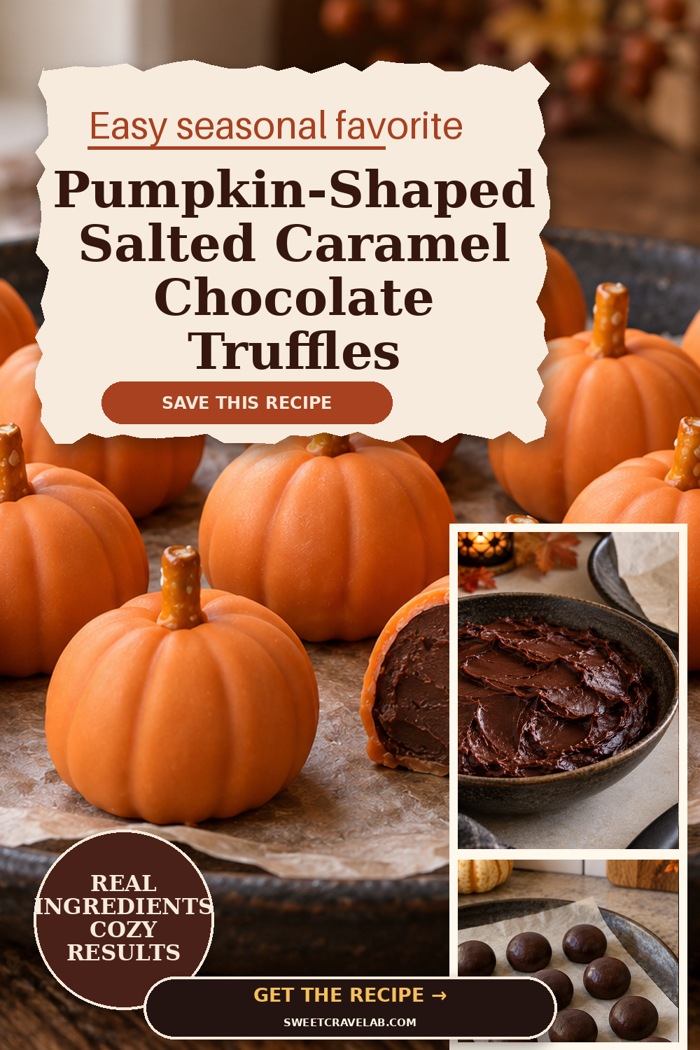 Pumpkin-Shaped Salted Caramel Chocolate Truffles