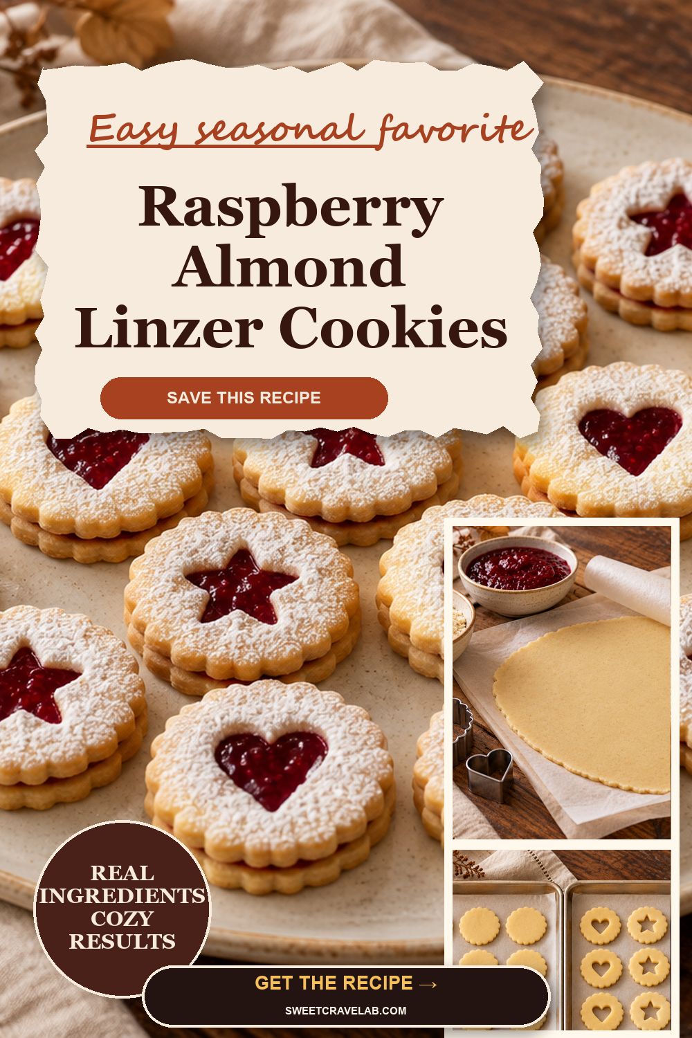 Raspberry Almond Linzer Cookies