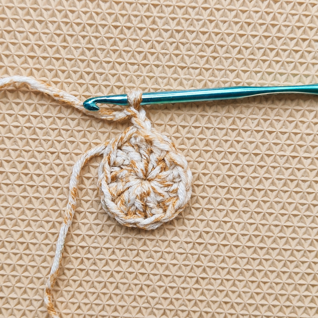 Two double crochet stitches worked into the first space between posts.