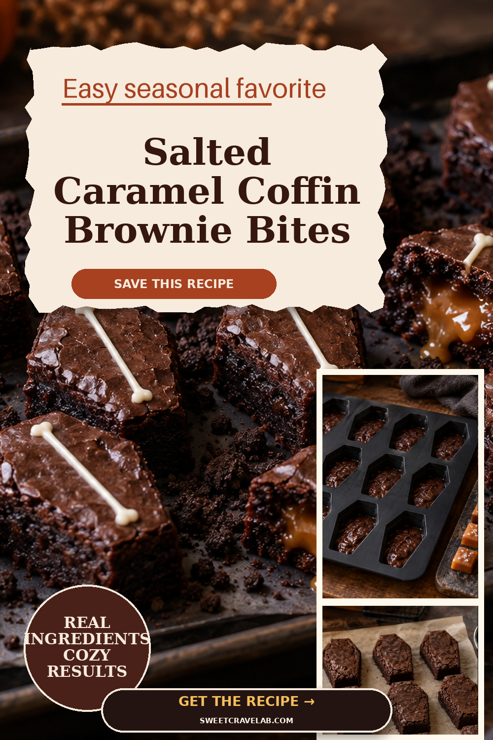 Salted Caramel Coffin Brownie Bites