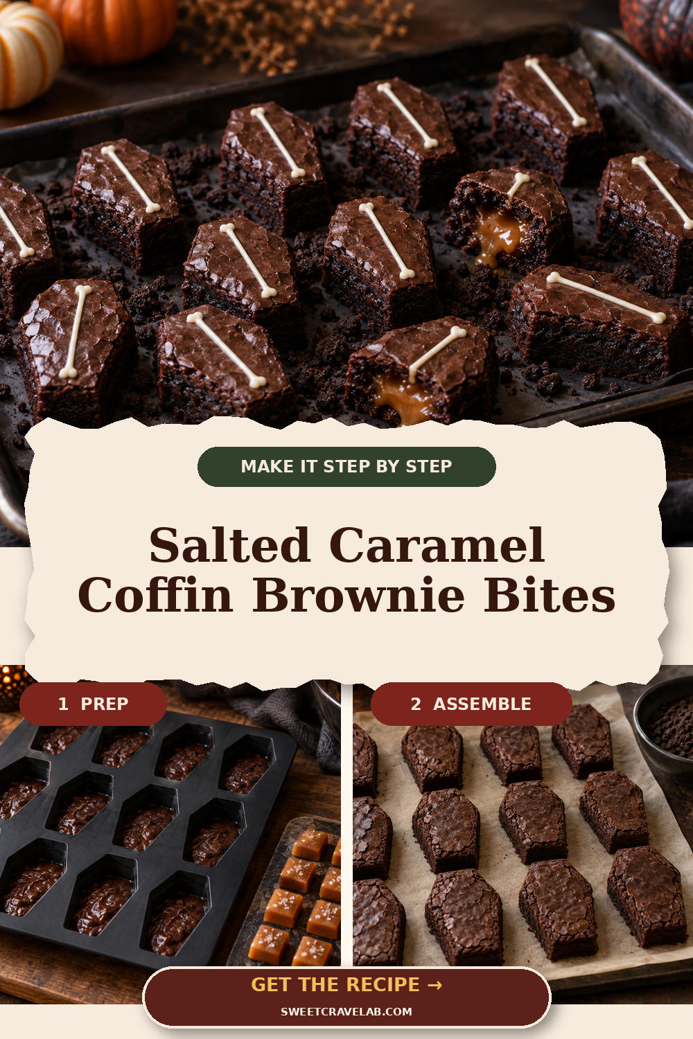 Black Cocoa Brownie Bites with Caramel Centers