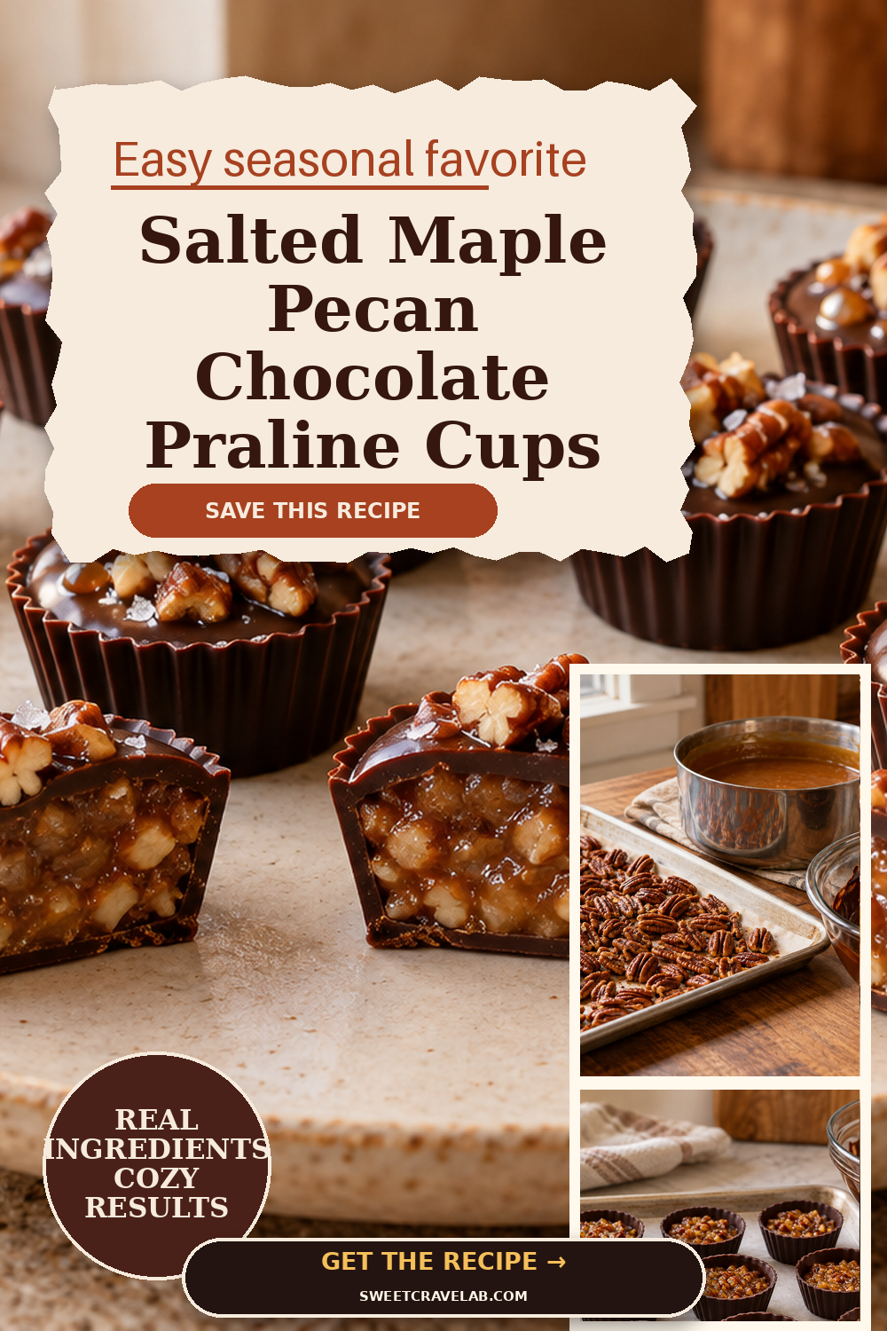 Salted Maple Pecan Chocolate Praline Cups