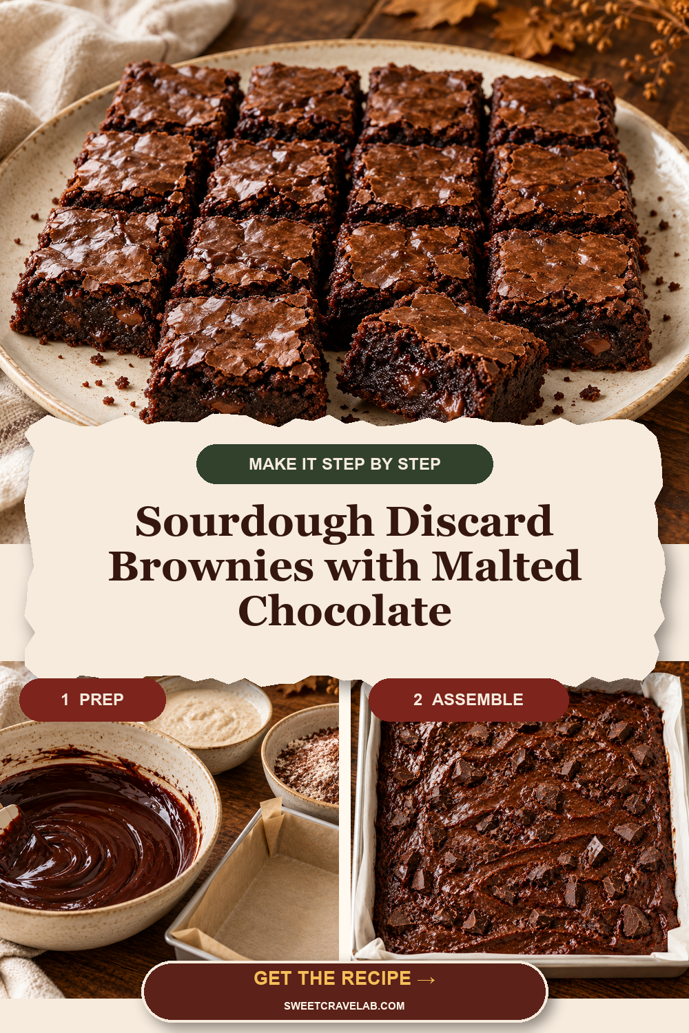 Malted Chocolate Discard Brownies
