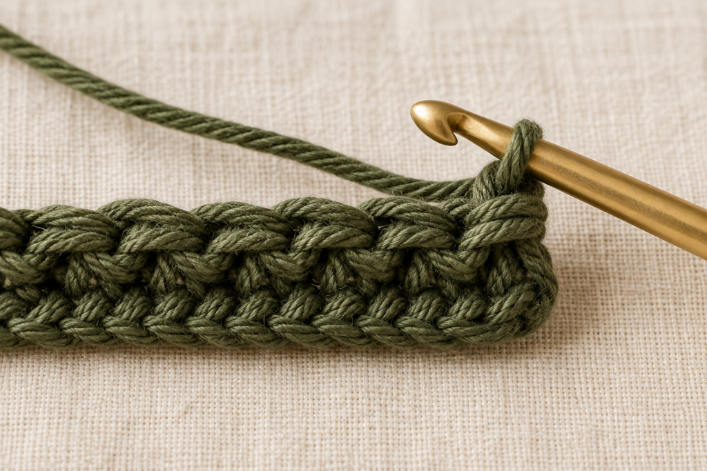 Five back-loop single crochet stitches forming a raised ridge.