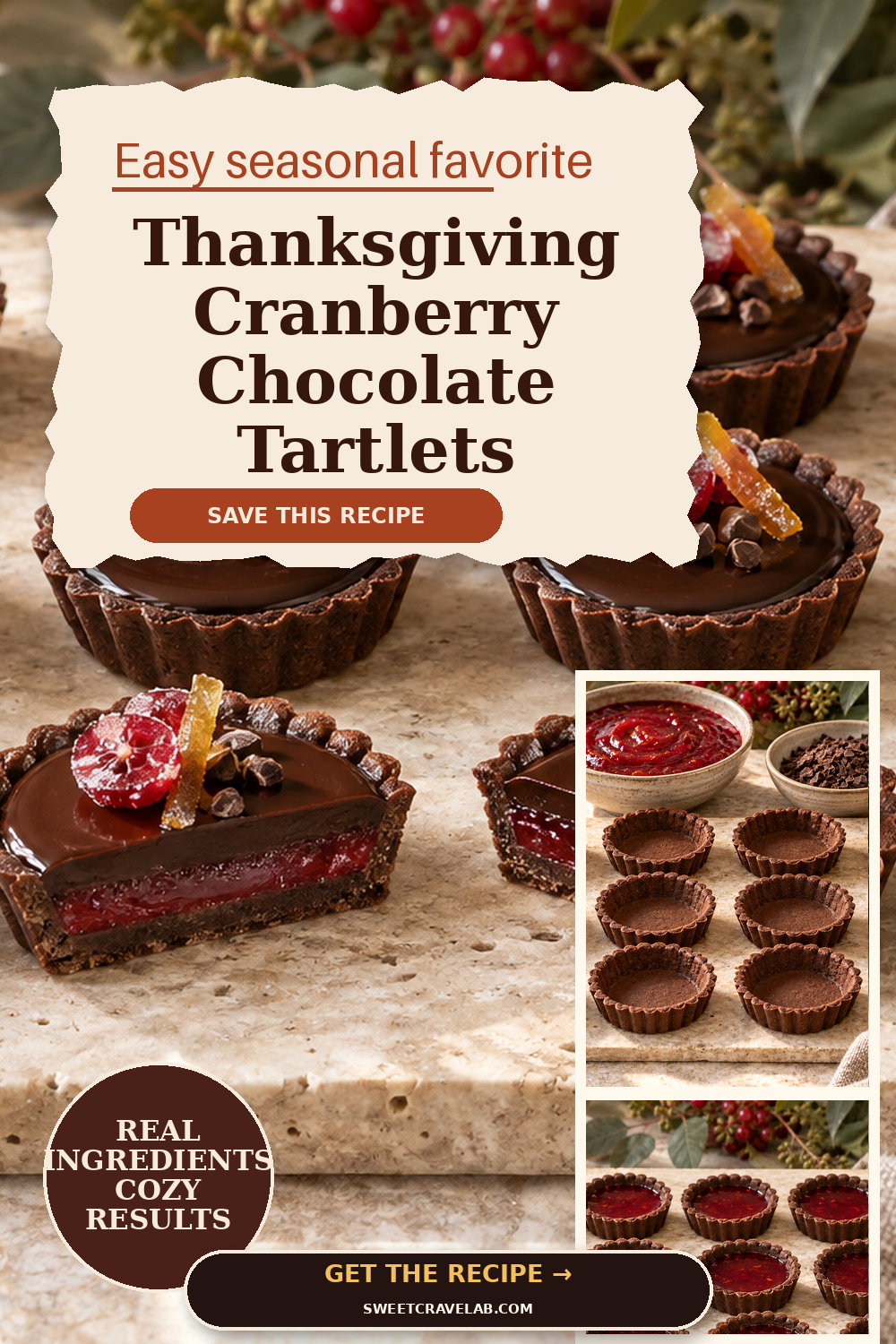 Thanksgiving Cranberry Chocolate Tartlets