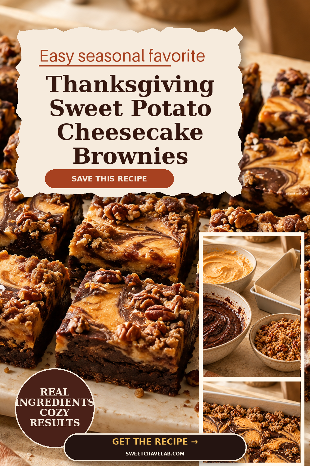 Thanksgiving Sweet Potato Cheesecake Brownies