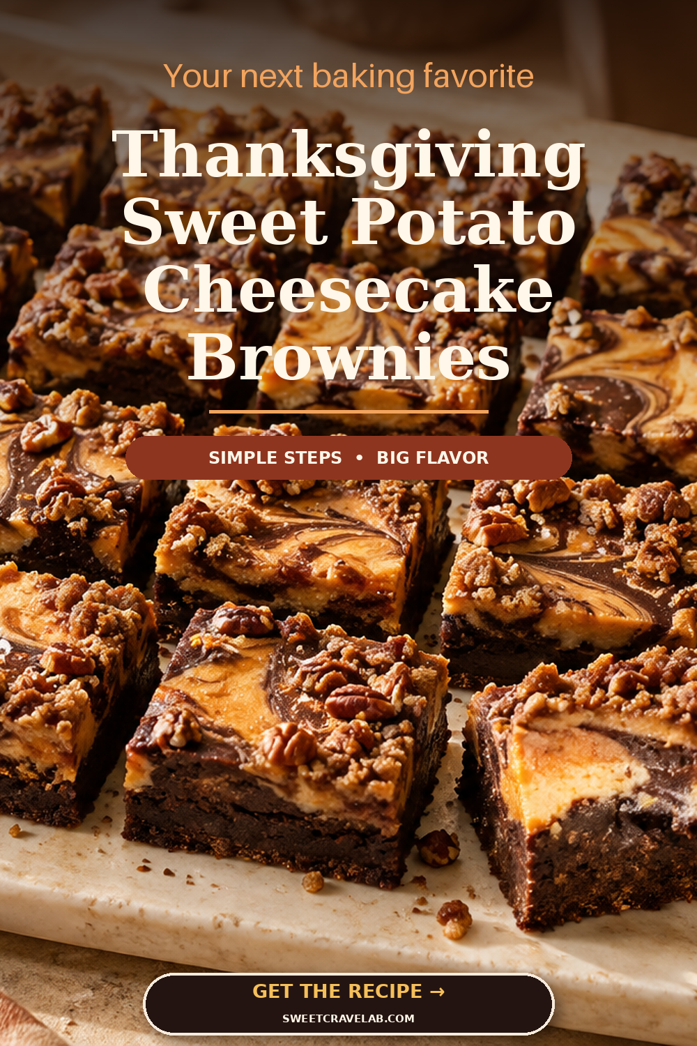 Fudgy Sweet Potato Cheesecake Brownies