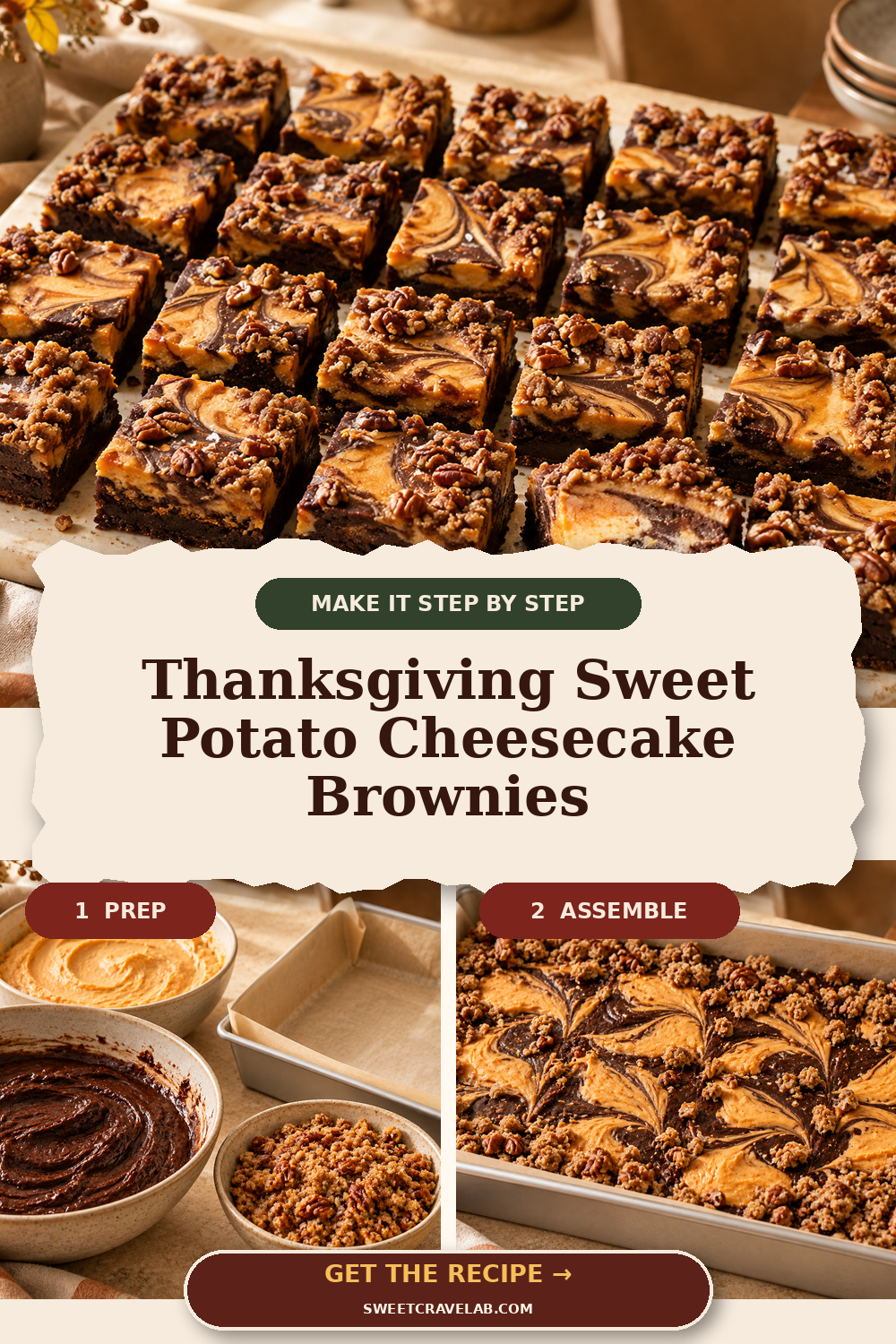 Easy Thanksgiving Brownies with Pecan Streusel