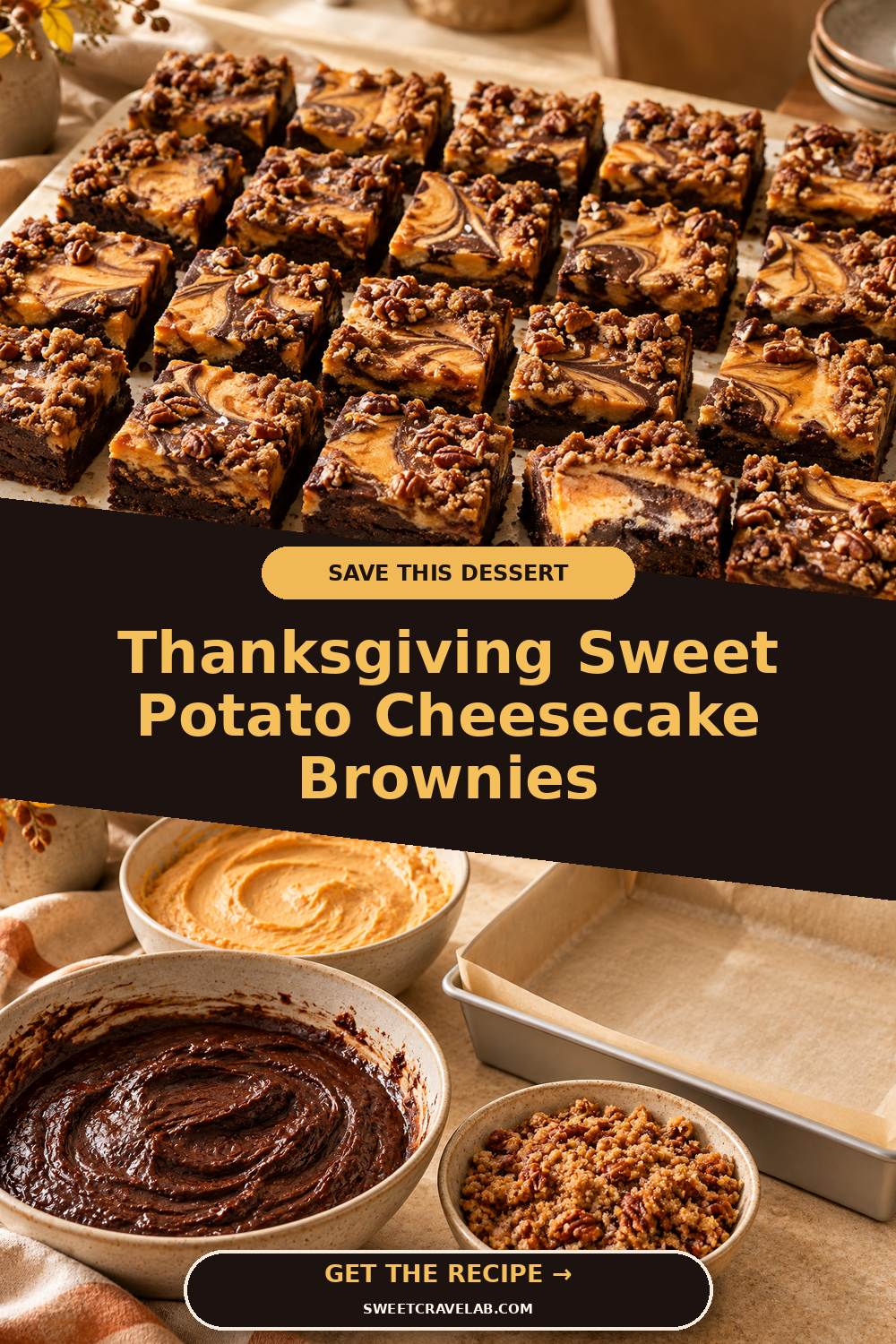 Make-Ahead Thanksgiving Cheesecake Brownies