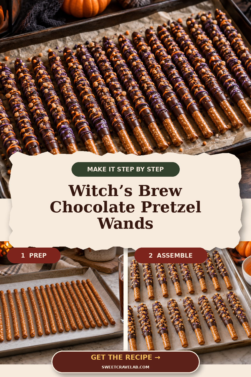 Colorful Pretzel Wands for Halloween Parties